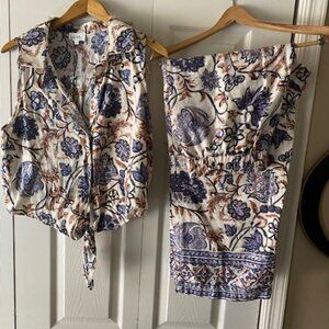 Summer cropped pants set, Sz L